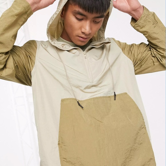 ASOS DESIGN nwt overhead windbreaker in stone m - Picture 3 of 4